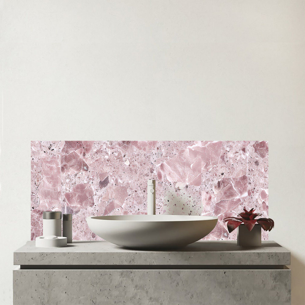 Warren Reed Designer Dusty Pink Quartz Effect Bathroom Splashback 25 x 60cm Image 1