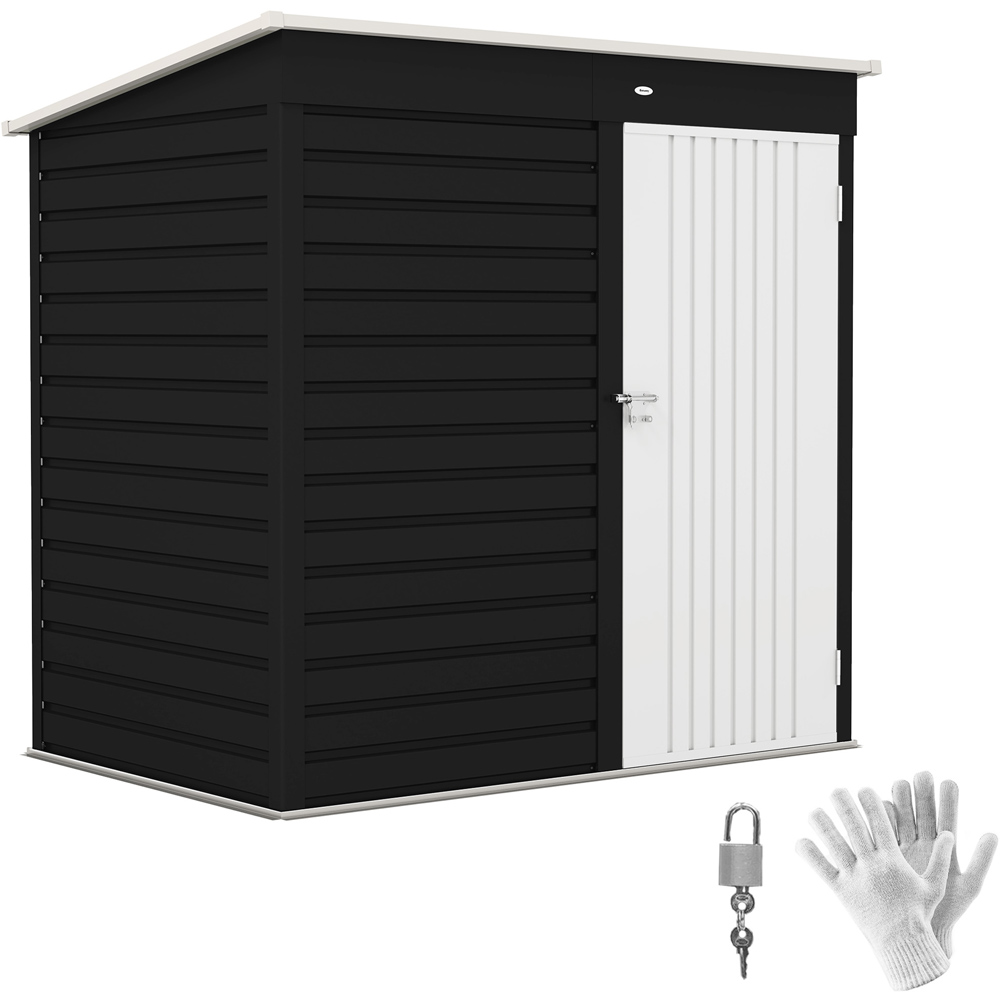 Outsunny 6.2 x 4ft Dark Grey Metal Garden Shed with Lockable Door and Gloves Image 1