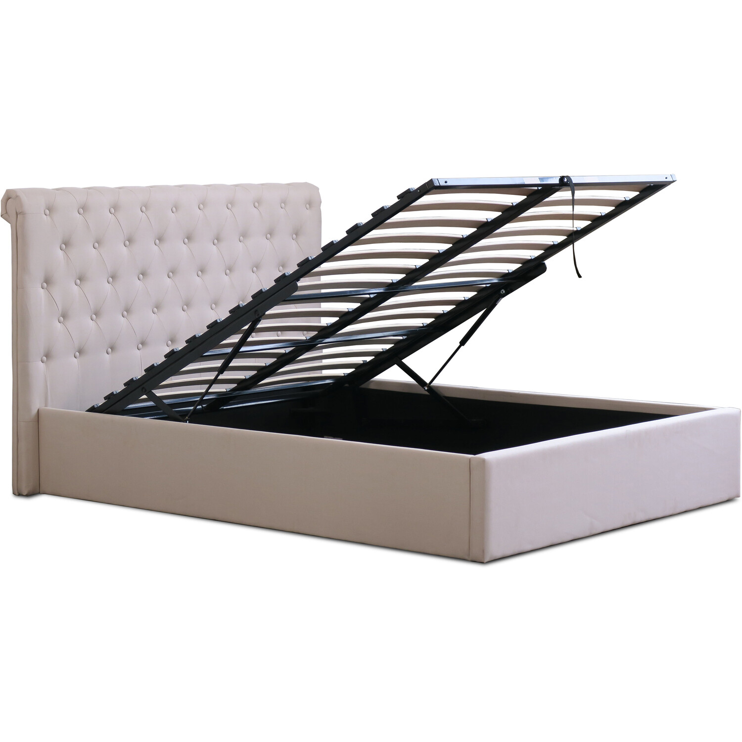 Harper Double Cream Fabric Ottoman Bed Image 5