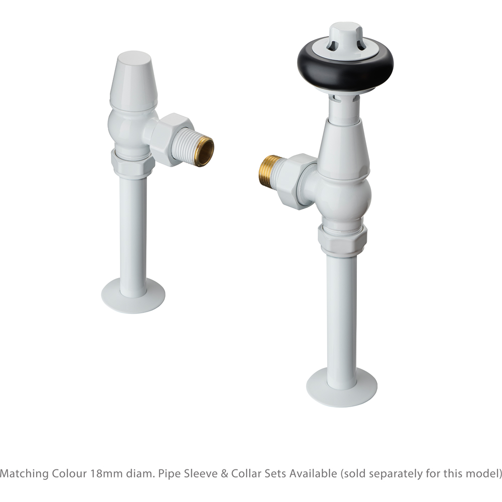 Terma Traditional White Angled Thermostatic Radiator Valve Lockshield Set Image 2