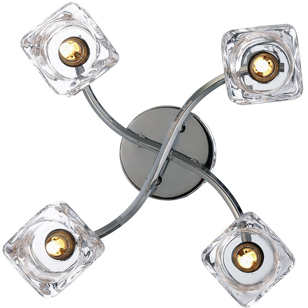 Happy Homewares Modern 4 Bulb Square Clear Ice Cube Shade Polished Chrome Ceiling Light Image 2