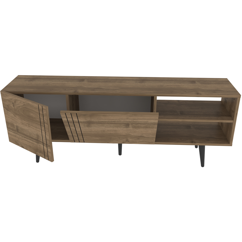 Decorotika Ronas 2 Door 2 Shelf Walnut Wide TV Unit Image 2