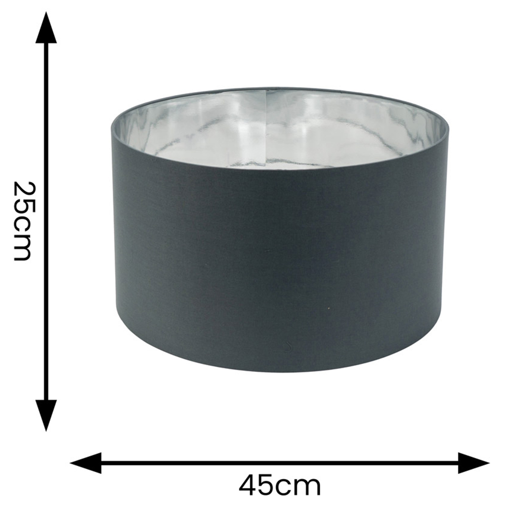 ValueLights Reni Charcoal and Metallic Chrome Large Ceiling Drum Lamp Shade 45cm Image 4