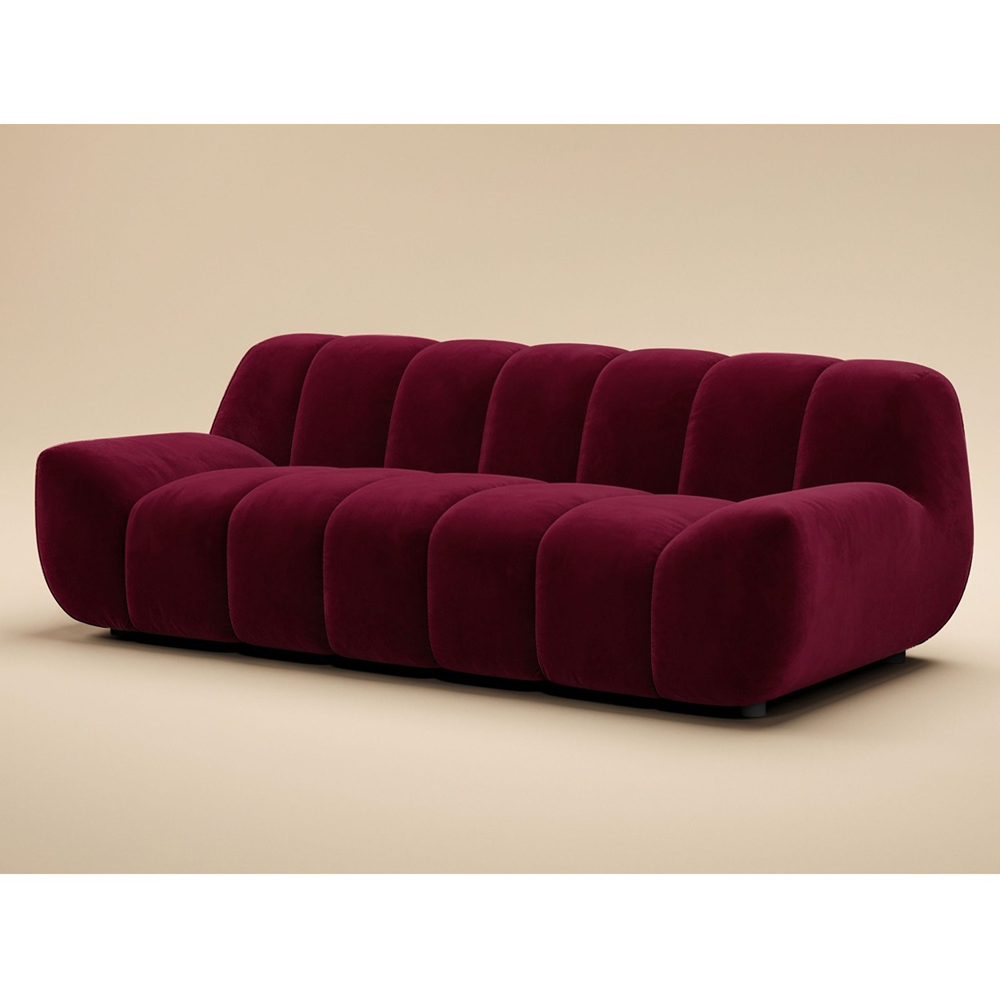 SOLACE+CO Macy Burnt Burgundy Velvet Large 3 Seater Sofa Image 3