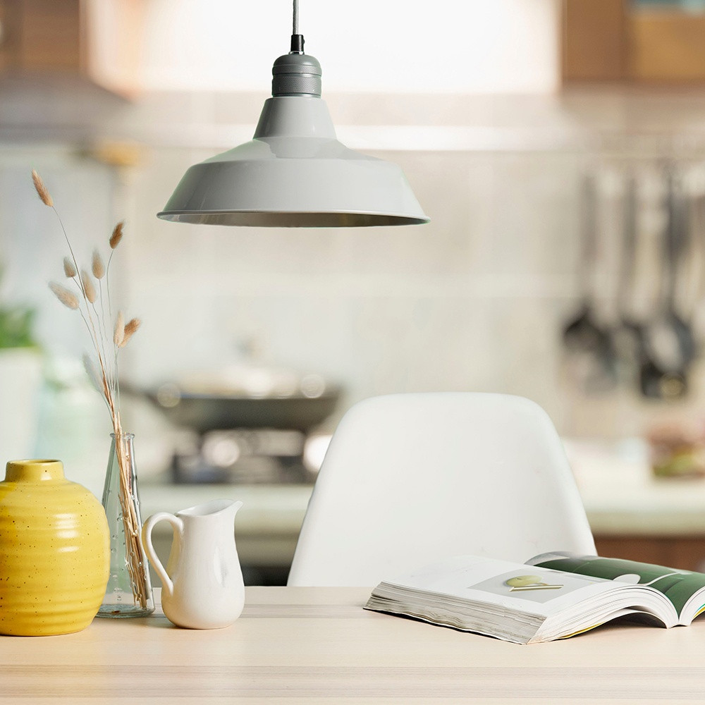 ValueLights Colby Grey Retro Ceiling Pendant Light Shade Image 2