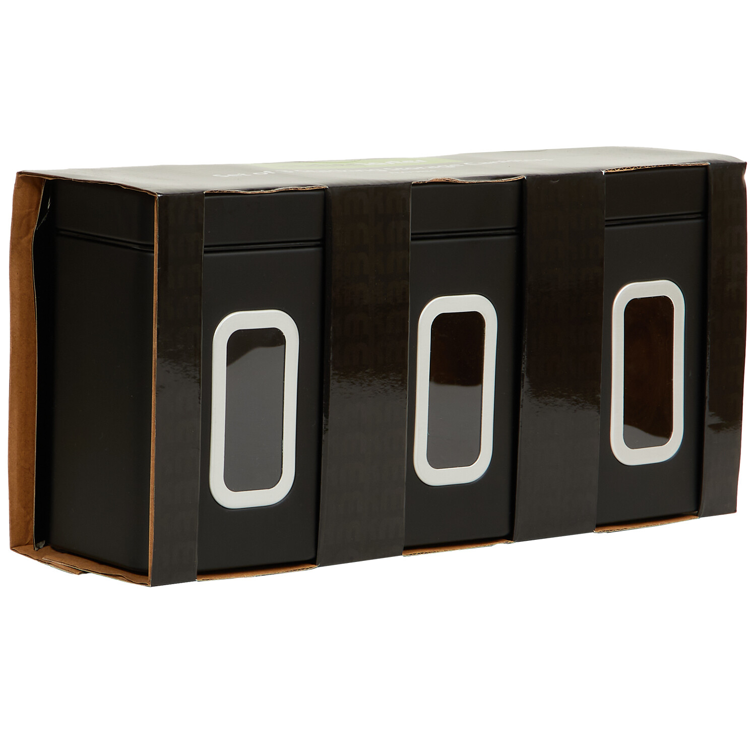 Set of 3 Kitchen Master Black Canisters - Black Image 3