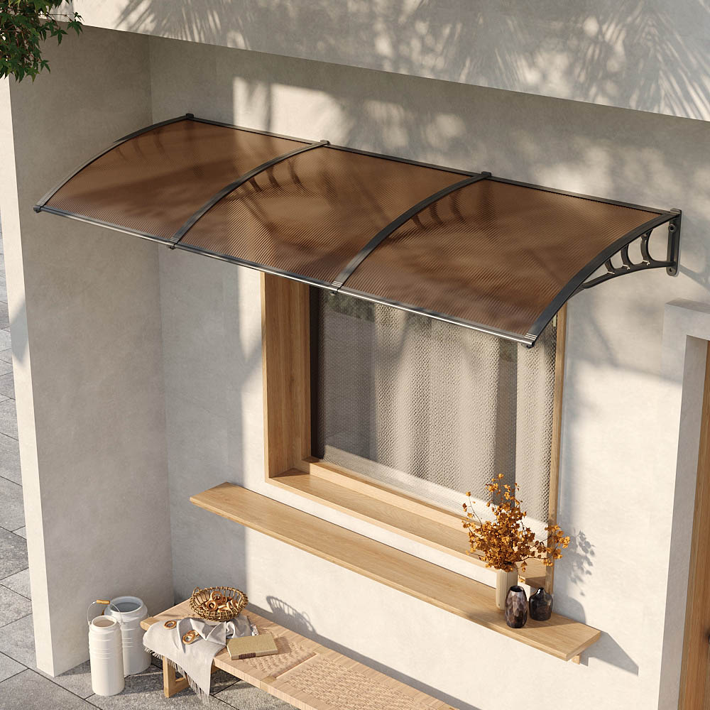 Living and Home Large Brown Curved Door Window Canopy Image 7