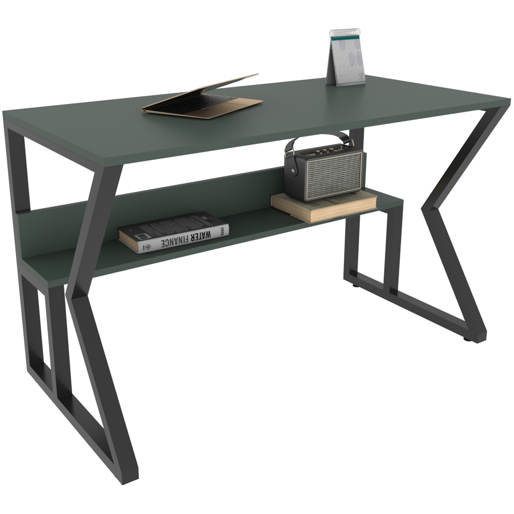 Decorotika Wake Single Shelf Computer Desk Green and Black Image 2