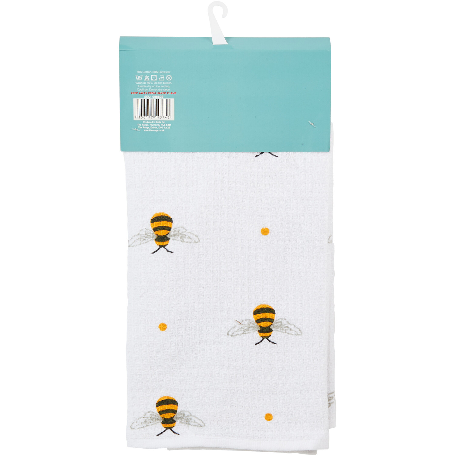 Bee Happy Tea Towel - White Image 2