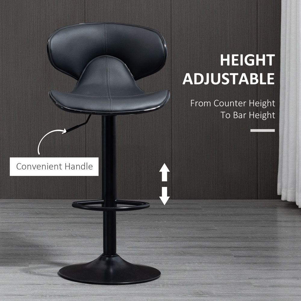 Portland Dark Grey PU Height Adjustable Swivel Bar Stool Set of 2 Image 5