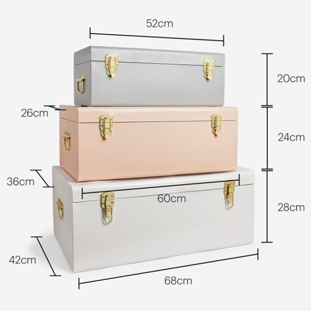 VonHaus Metal Storage Trunk Set of 3 Image 8