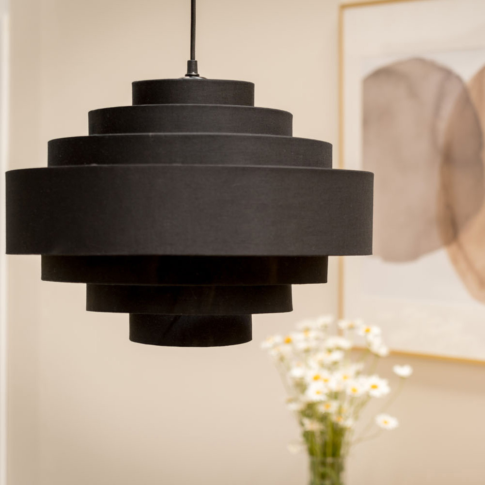 ValueLights Sette 7 Layer Black with Gold Inner Pendant Shade Image 3