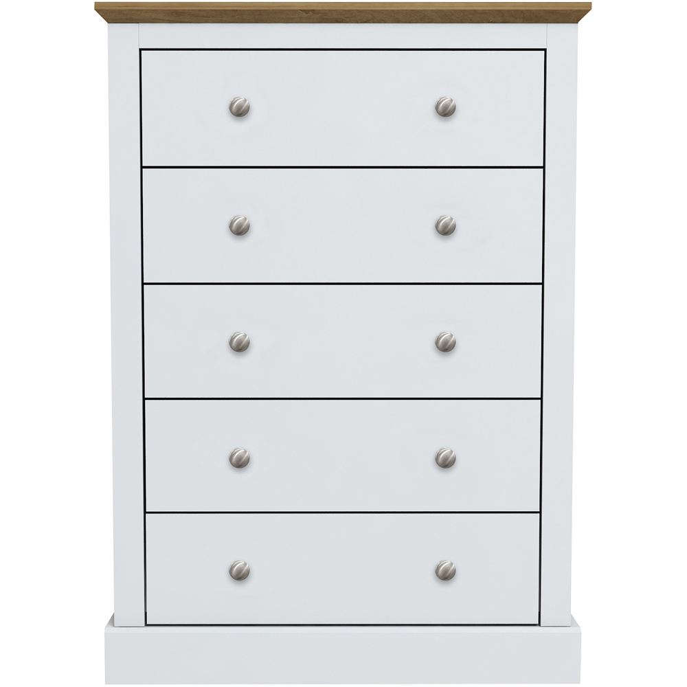 Devon 5 Drawer White Chest of Drawers Image 2