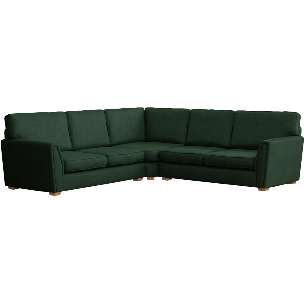 Wendleberry 4 Seater Forest Green Plush Velvet Fixed Back Corner Sofa Image 2