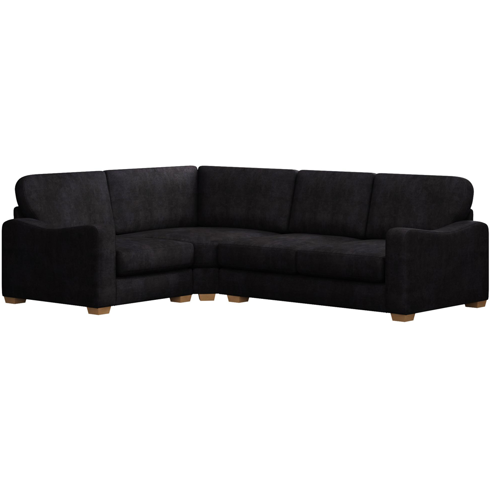 Theadford 3 Seater Ebony Plush Velvet Fixed Back Left Hand Corner Sofa Image 2