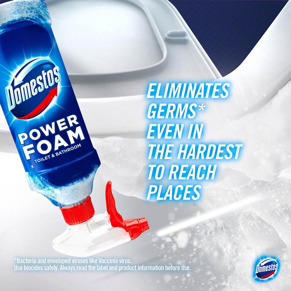 Domestos Power Foam Arctic Fresh Toilet and Bathroom Cleaner Spray 450ml 6 Pack Image 4