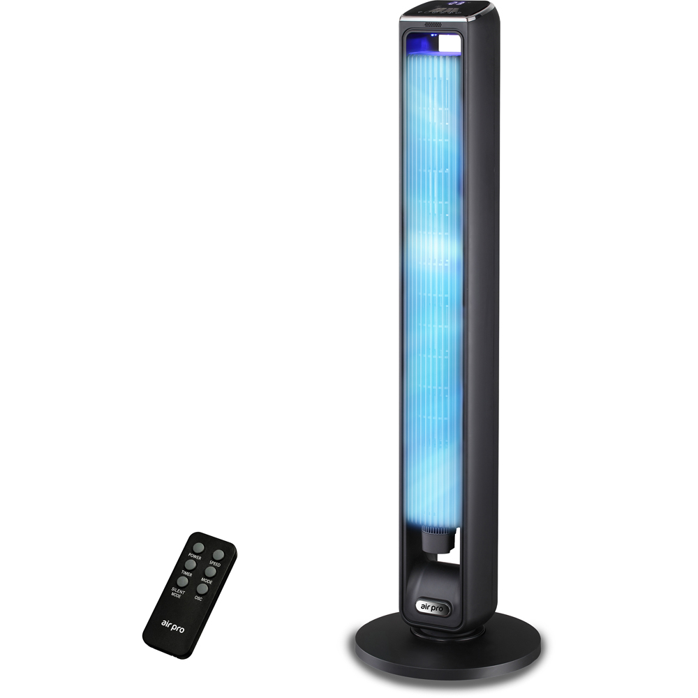 Air Pro Black SmartVoice Control Oscillating Bladeless Tower Fan with Remote and Built-in Aroma Box 42 inch Image 2