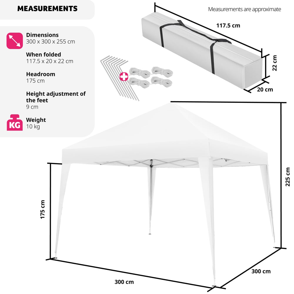 tectake Linosa 3 x 3m White Water and UV Resistant Gazebo Image 9