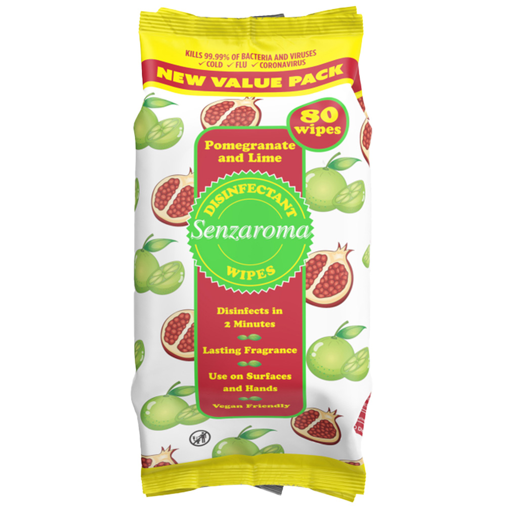 Pack of 80 Senzaroma Wipes - Pomegranate and Lime Image