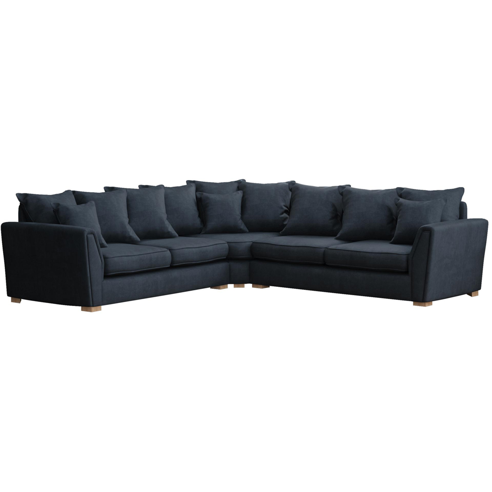 Wendleberry 4 Seater Royal Blue Plush Velvet Scatter Back Corner Sofa Image 2