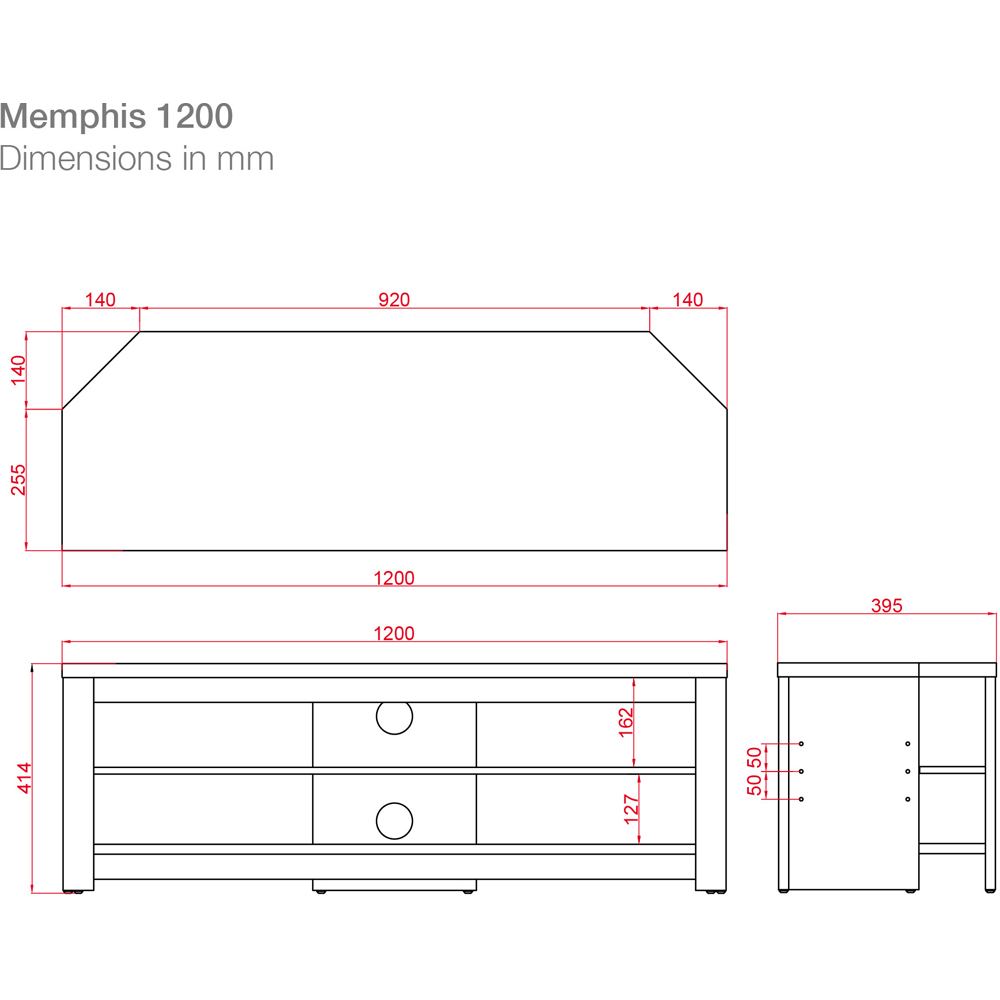 TTAP Memphis 2 Shelf Grey TV Stand Image 7