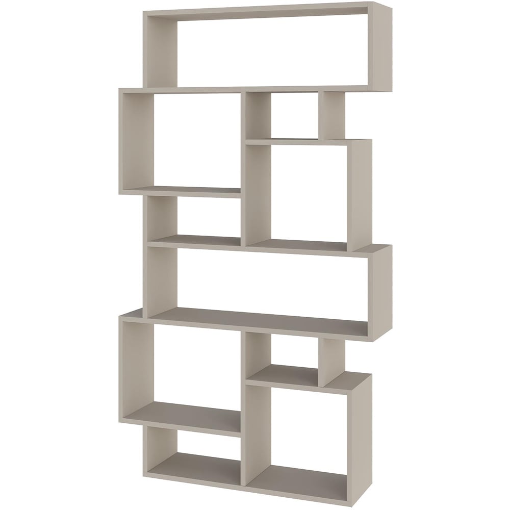 Decortie Karmato 10 Shelf Sandstone Asymmetric Tall Freestanding Bookcase Image 2
