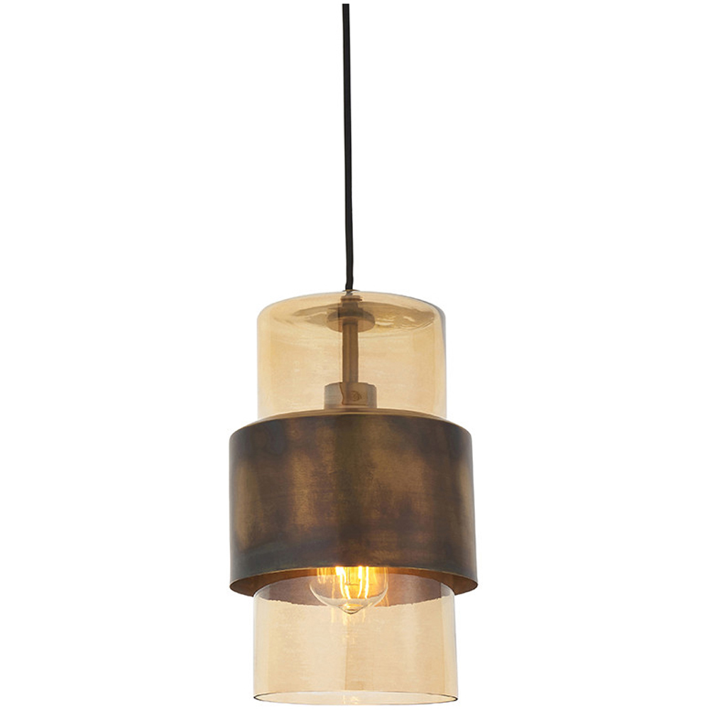 Merano Palermo Brass Patina and Champagne Lustre Glass Pendant Ceiling Light Image 3