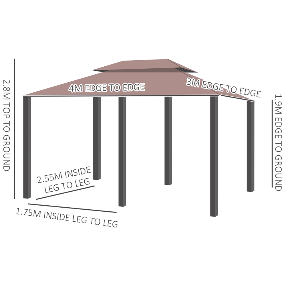 Gazebo Shelter Curtains 4m x 3m Brown Image 6