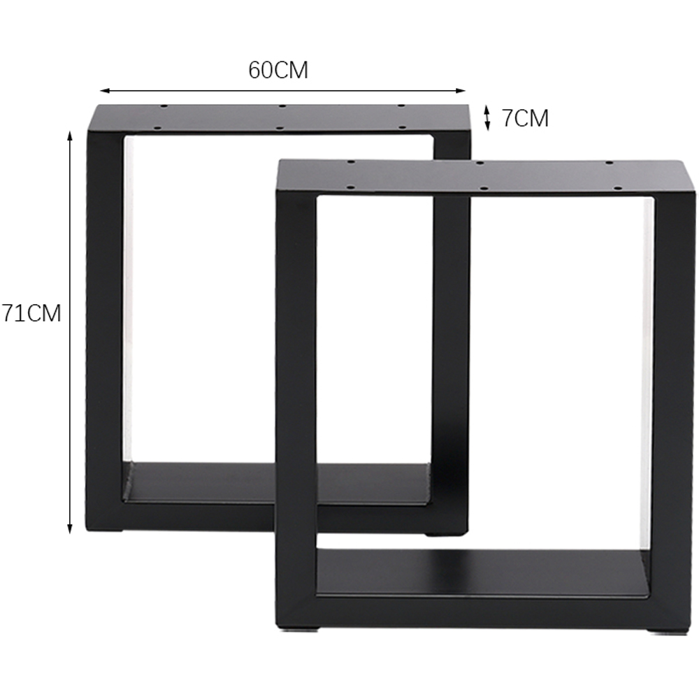 Living and Home 2 Pack Black Industrial Rectangular Metal Table Leg 60 x 71cm Image 2