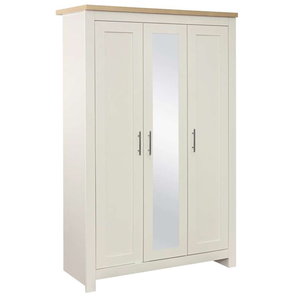 Birlea Highgate 3 Door Cream and Oak Mirrored Wardrobe Image 2