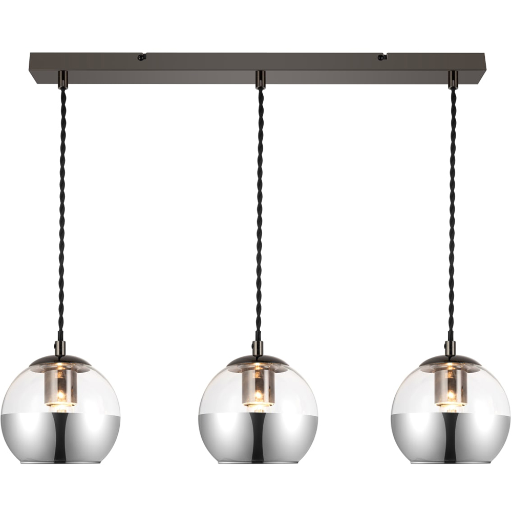 Cosylyte Marlo Matt Black Base Smoky Glass 3 Light Bar Pendant Light Image 3