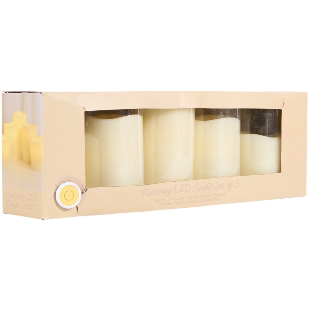 Set of 5 Flickering LED Candles - Ivory Image 4