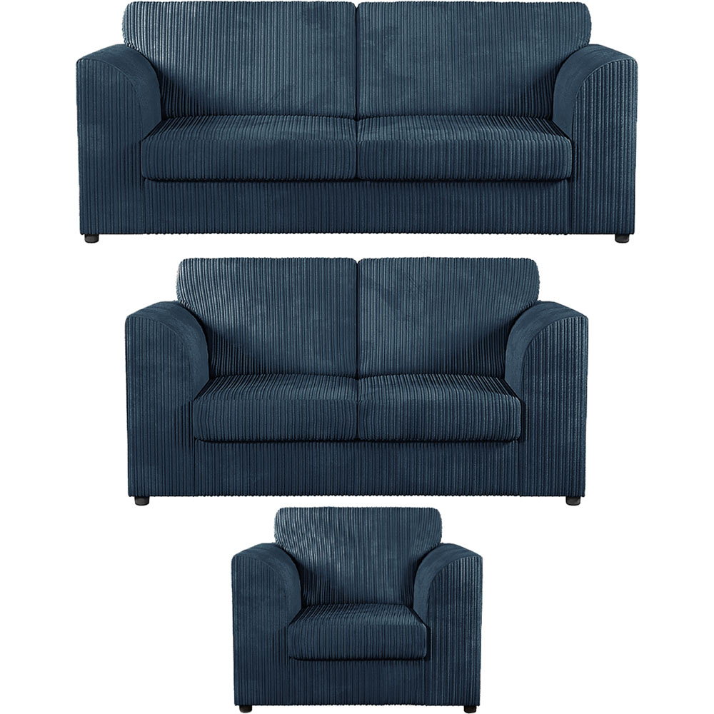 Luxor 6 Seater Navy Blue Jumbo Cord Full Back Sofa Suite Image 2
