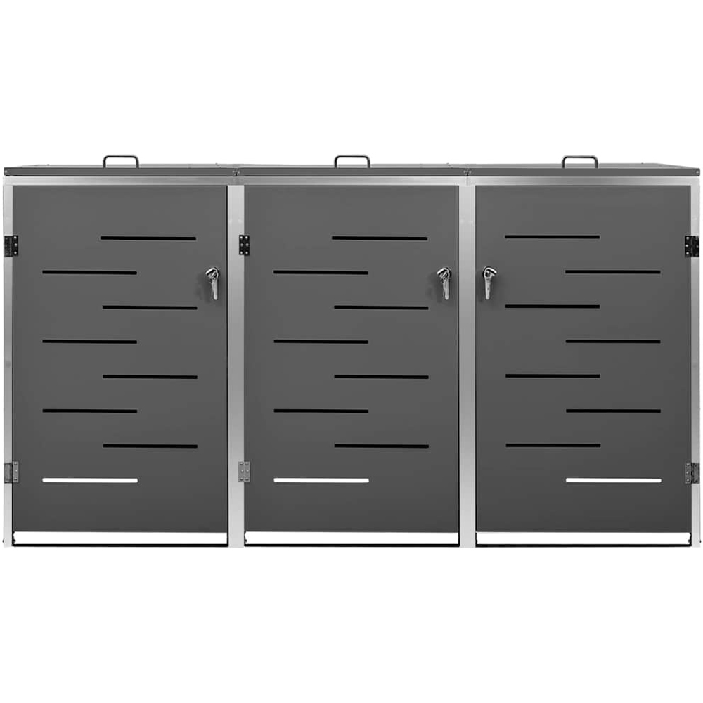 Walplus Anthracite Stainless Steel 3 Wheelie Bin Shed Image 5