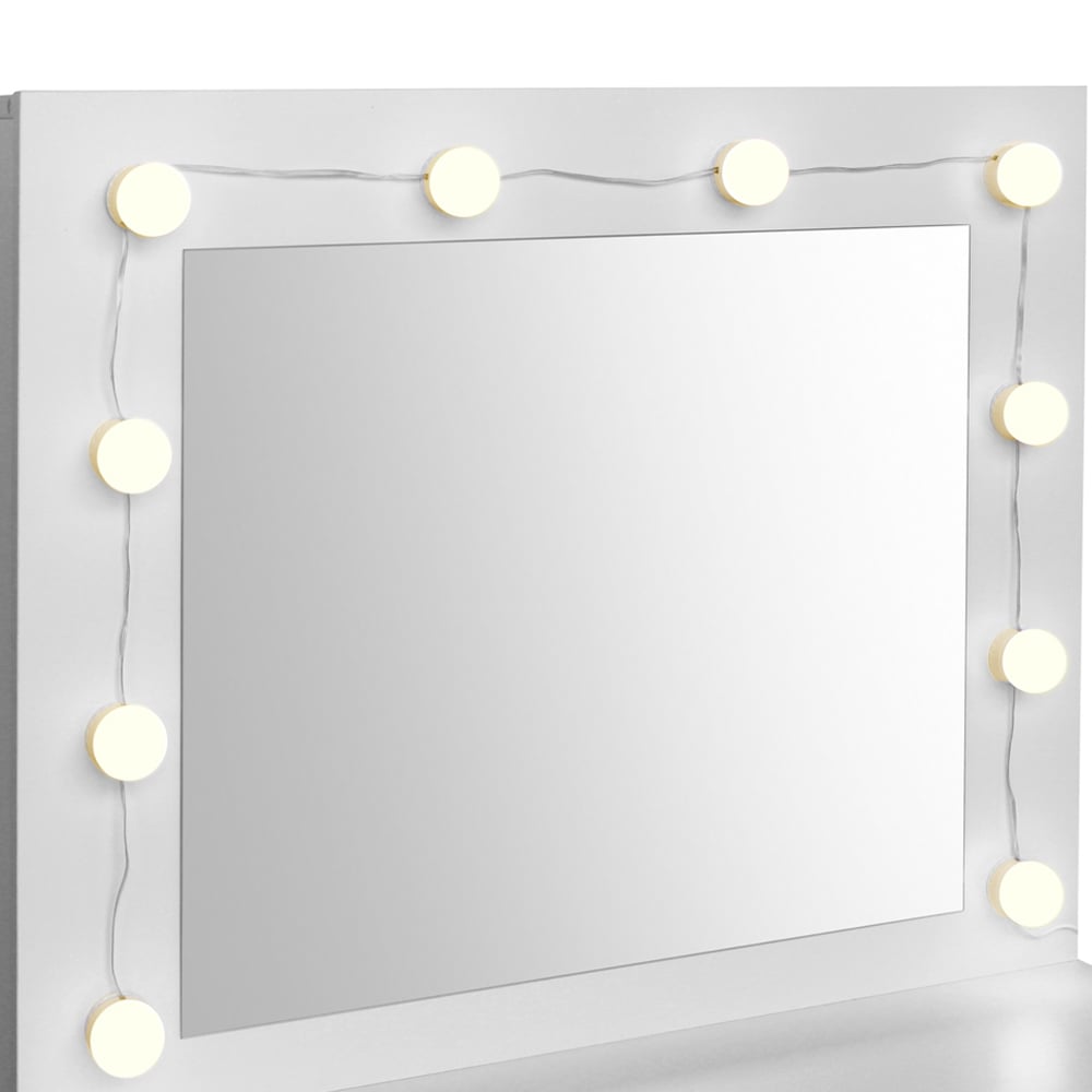 Comfy Living 2 Drawer White Dressing Table Set with LED Lit Mirror Image 5