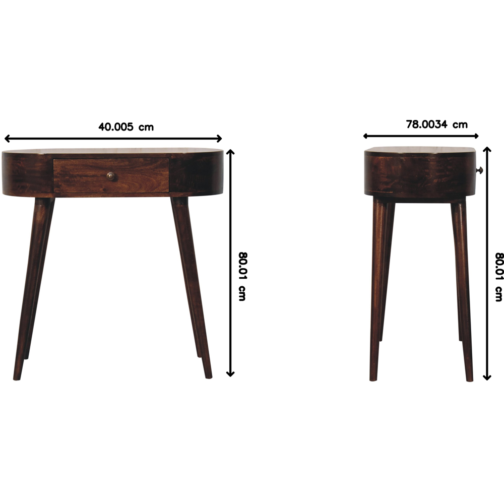 Artisan Furniture California Walnut Single Drawer Solid Wood Rounded Small Console Table Image 8