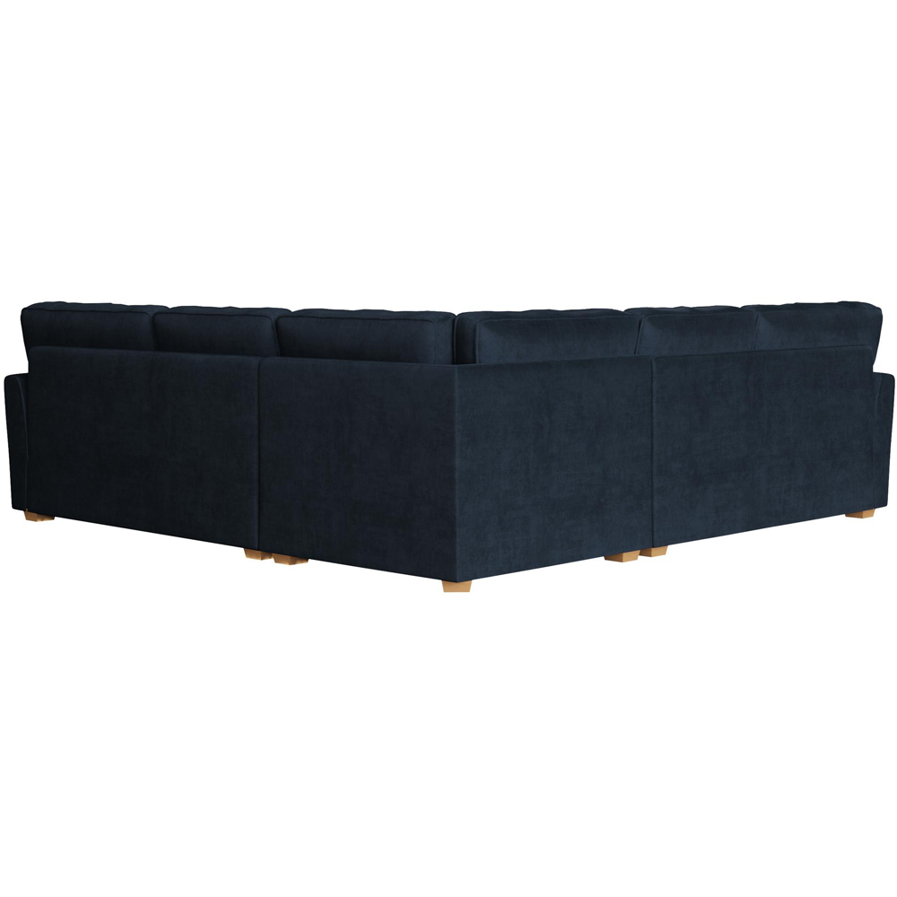 Wendleberry 4 Seater Royal Blue Plush Velvet Fixed Back Corner Sofa Image 4