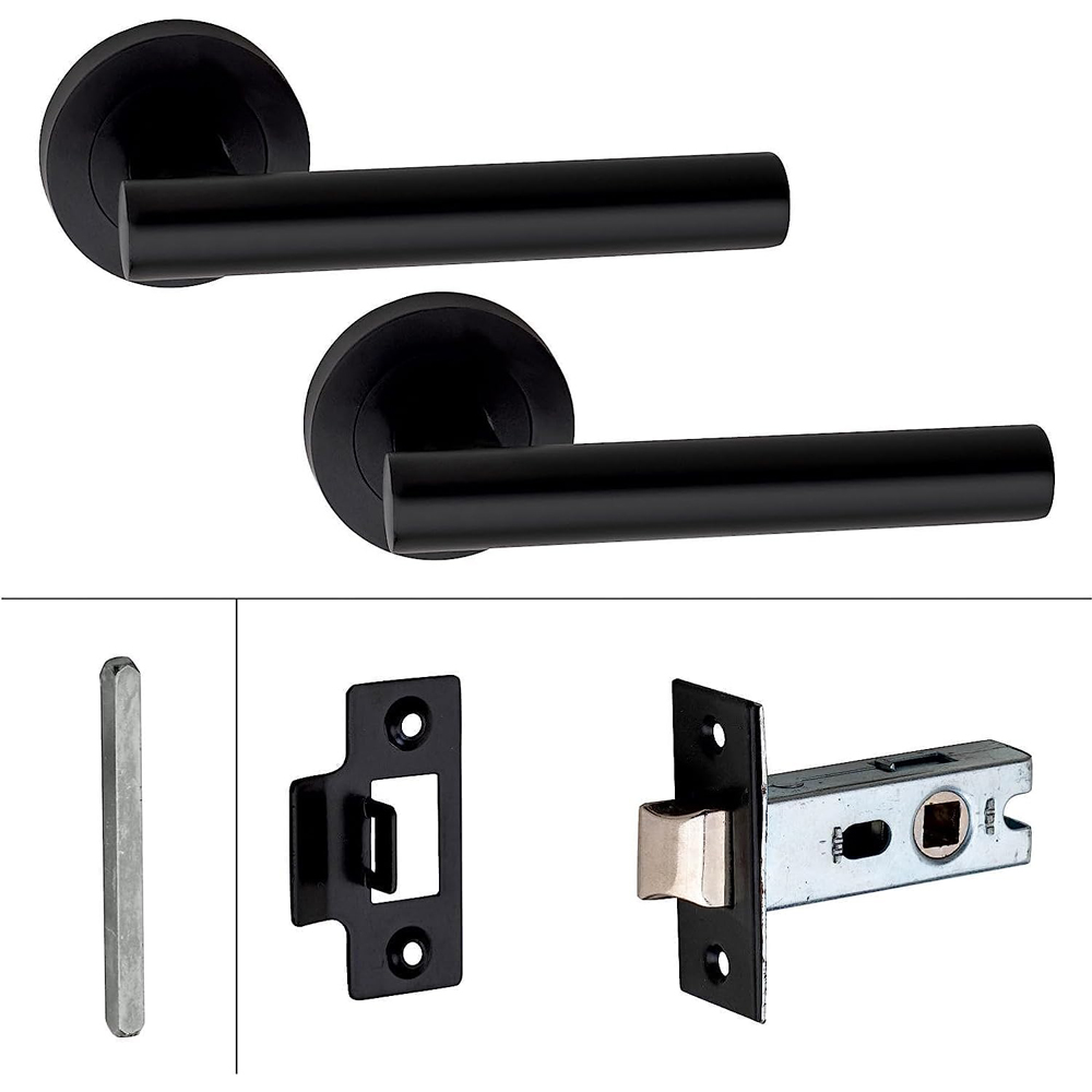 Golden Grace Straight T-Bar Door Handle Pair with Tubular Latch Image 2