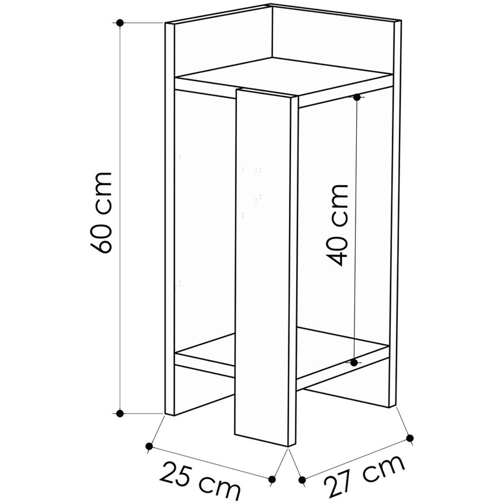 Decortie Elos 2 Shelf Black Wooden Left Side Bedside Table Image 7