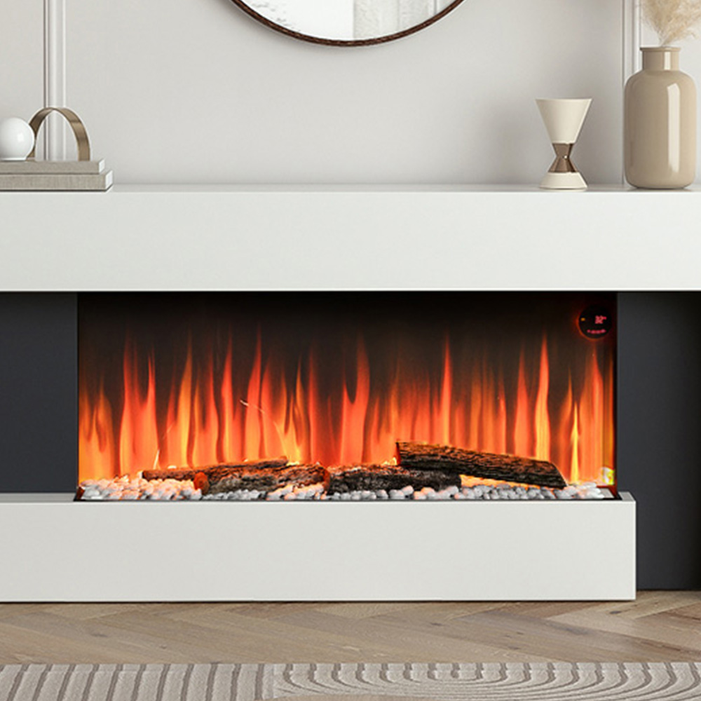 Living and Home 52 Inch Electric Fireplace White Surround Set with Left Night Light Remote Control Image 7