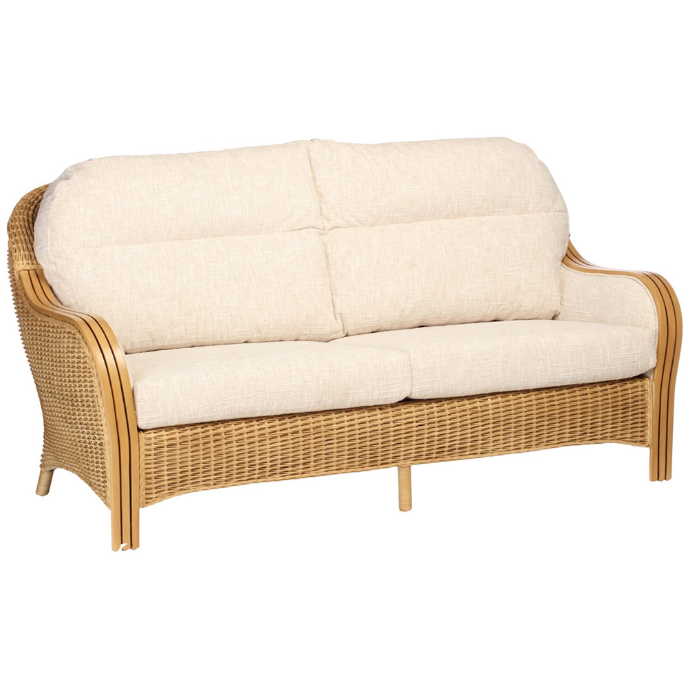 Desser Furniture Centurion 3 Seater Natural Rattan and Cotton Cream Sofa Image 2