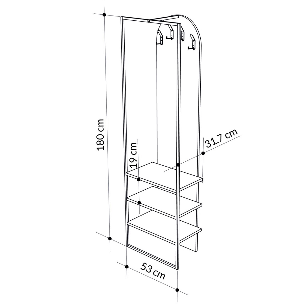FWStyle Archy 3 Shelf Sandstone Shoe and Coat Rack Stand with Hanging Hooks Image 6