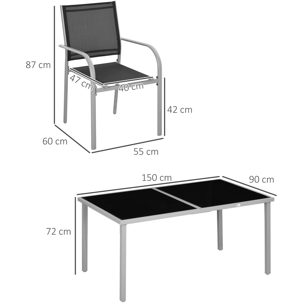 Outsunny 6 Seater Black Garden Dining Set Image 7