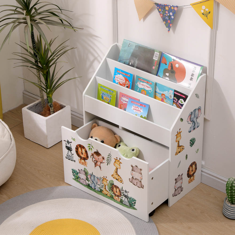 FurnitureHMD Single Drawer 3 Shelf White Kids Bookshelf Image 5