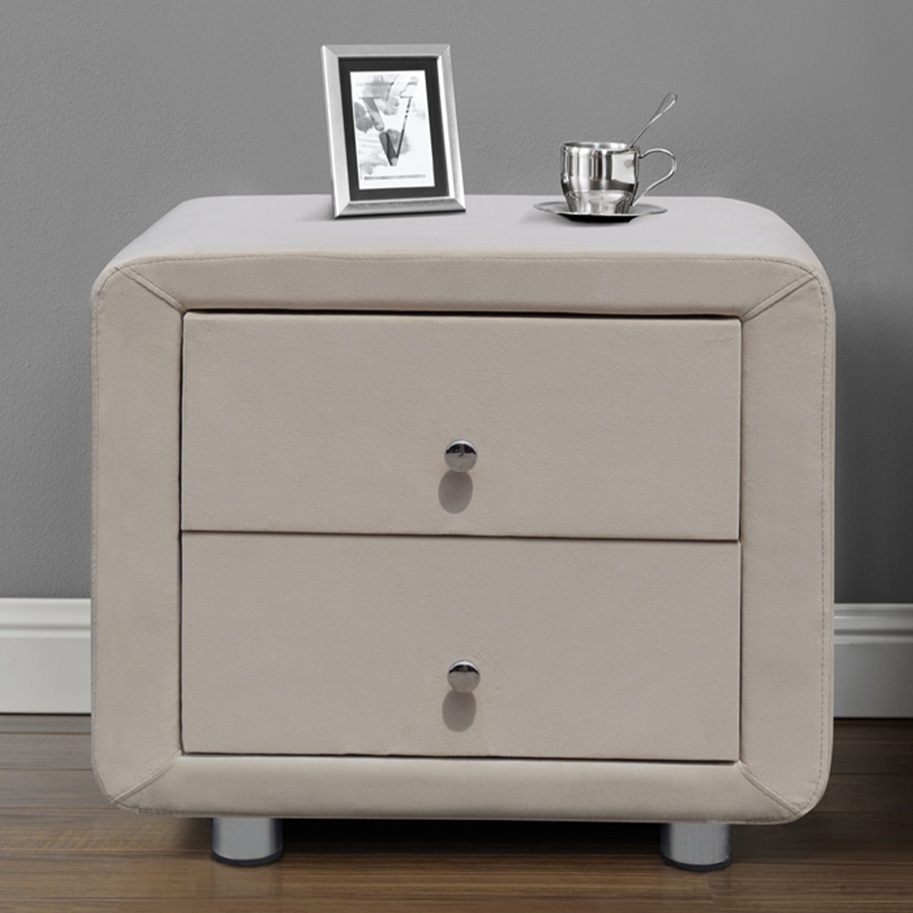 Brooklyn Cream Plush Velvet 3 Piece Bedroom Furniture Set Image 3