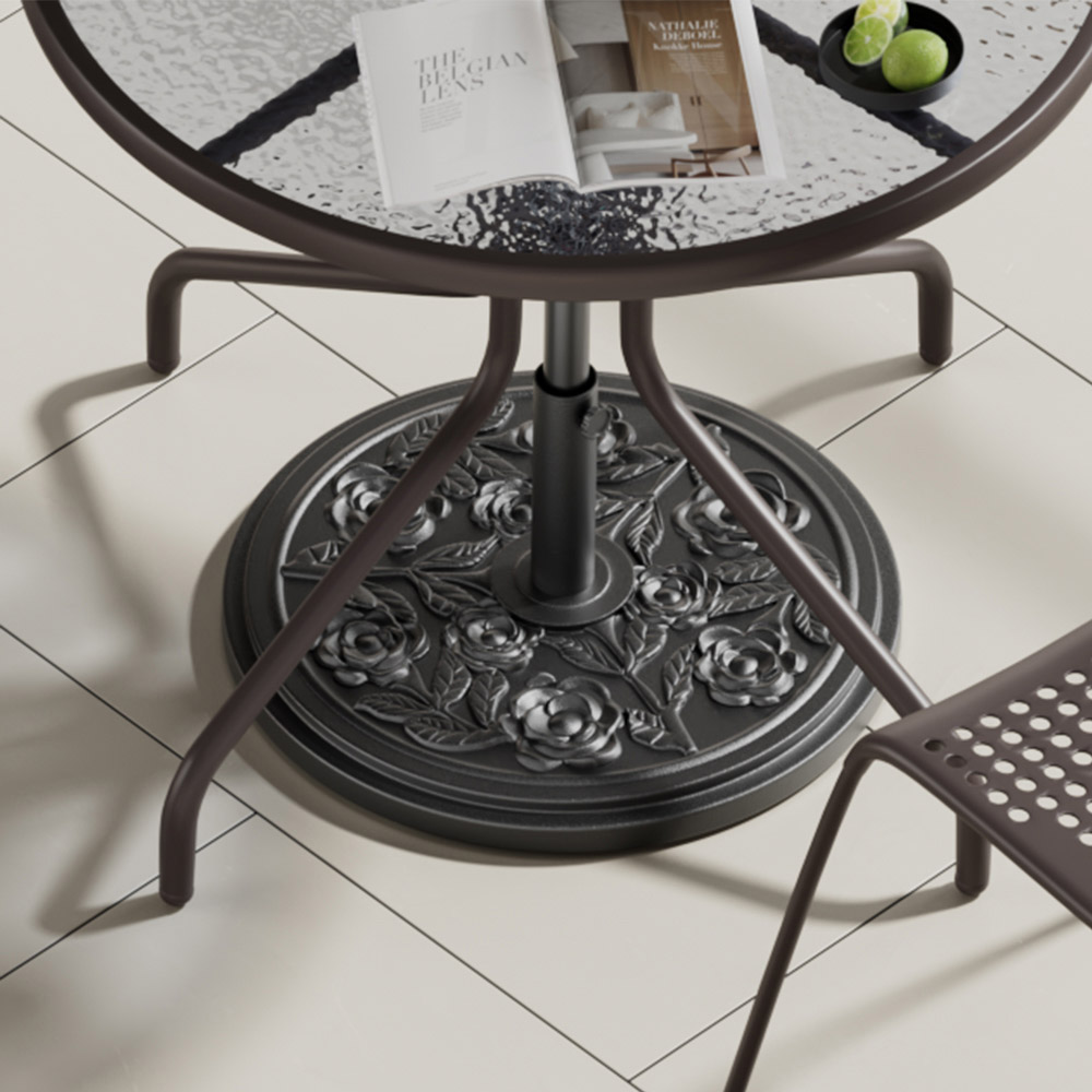 Living and Home Black Rose Embossed Concrete Round Umbrella Stand Base 45cm Image 2