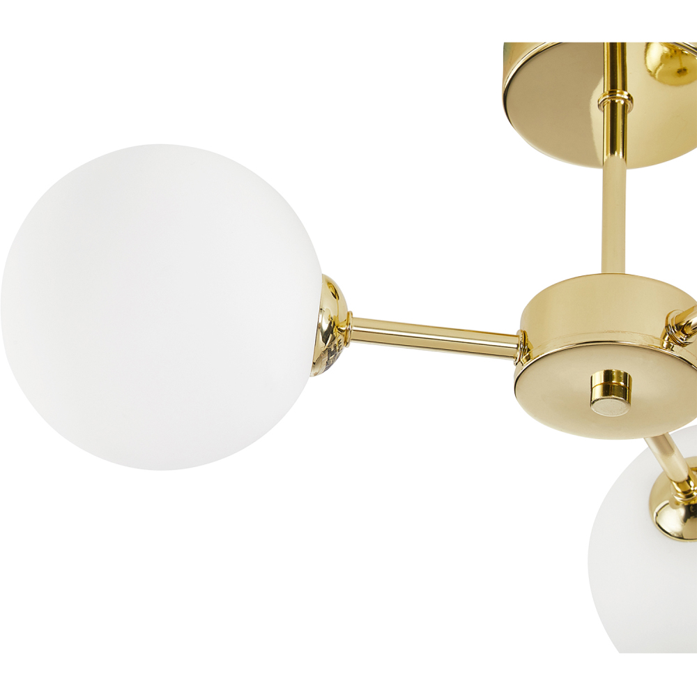 Happy Homewares Polished Gold Ceiling Light with Opal White Globe Glass Shade Image 6