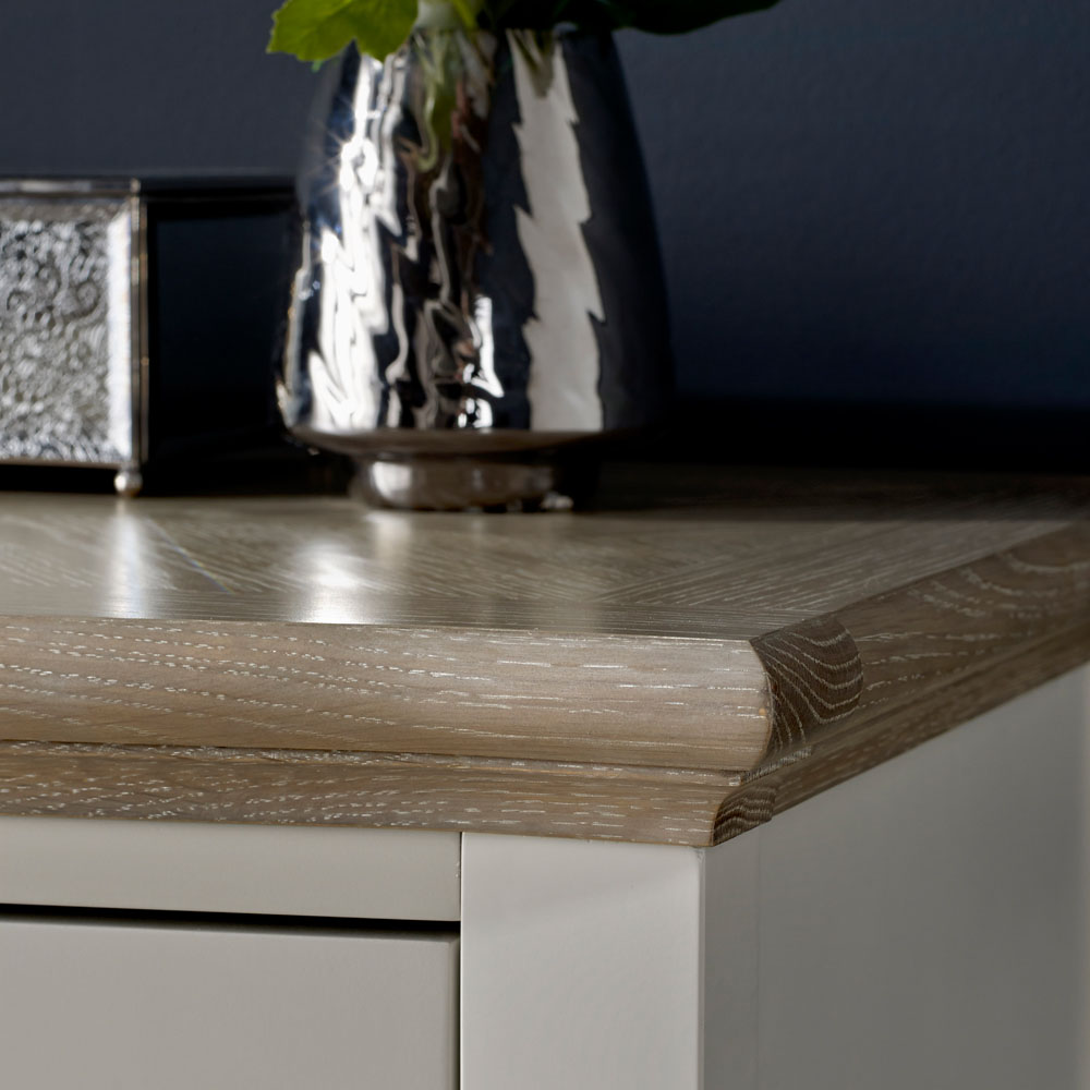 Bentley Designs Montreux 3 Drawer Grey Washed Oak and Soft Grey Nightstand Image 4