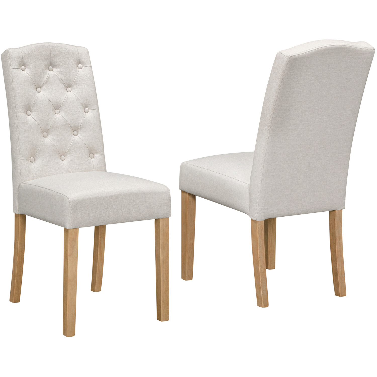 Pair of Avesbury Buttoned Dining Chairs Cream Image 2