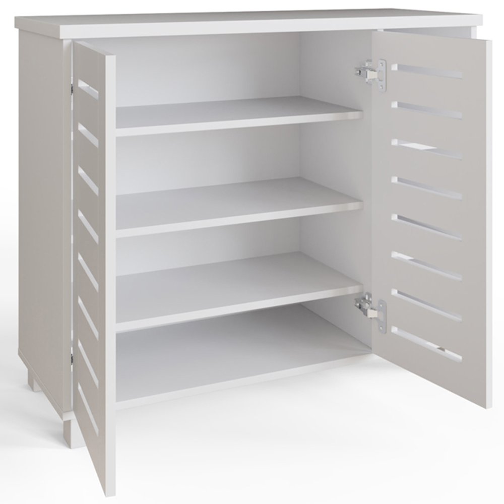 GFW Bodie 2 Door 4 Shelf White Shoe Cabinet Image 3